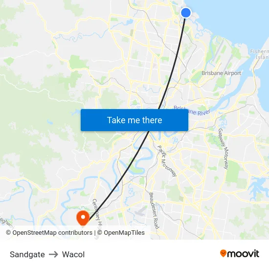 Sandgate to Wacol map