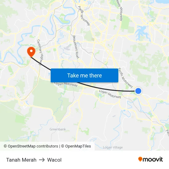 Tanah Merah to Wacol map