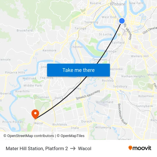 Mater Hill Station, Platform 2 to Wacol map