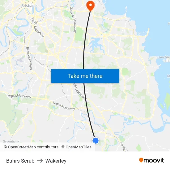 Bahrs Scrub to Wakerley map