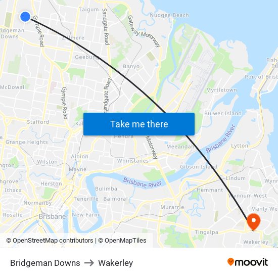 Bridgeman Downs to Wakerley map