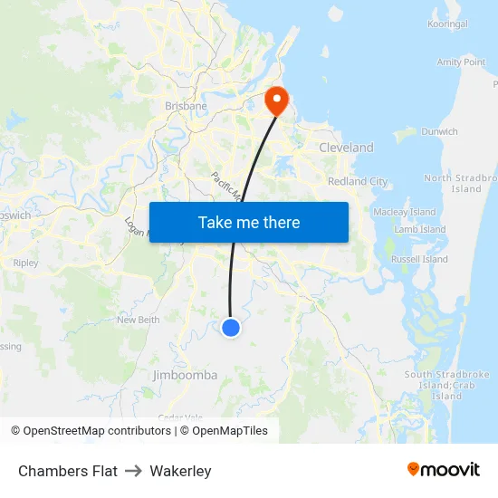 Chambers Flat to Wakerley map