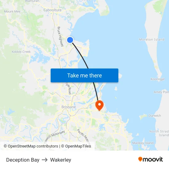 Deception Bay to Wakerley map