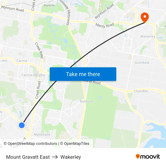 Mount Gravatt East to Wakerley map