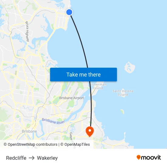 Redcliffe to Wakerley map