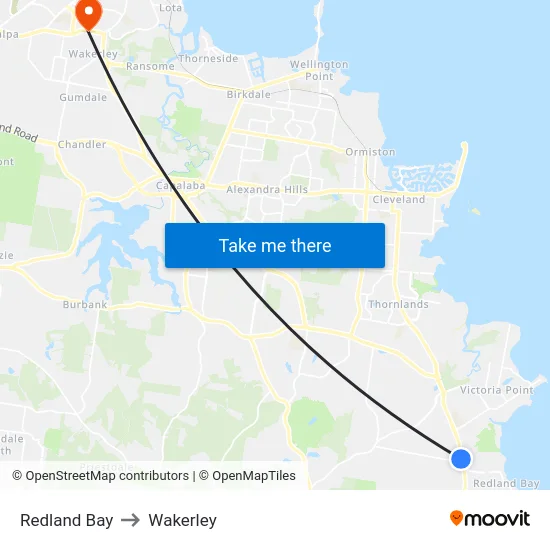 Redland Bay to Wakerley map
