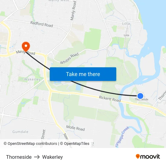 Thorneside to Wakerley map