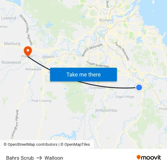 Bahrs Scrub to Walloon map