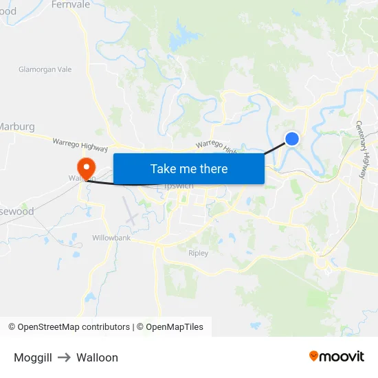 Moggill to Walloon map