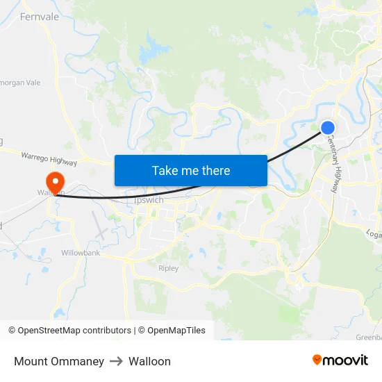 Mount Ommaney to Walloon map