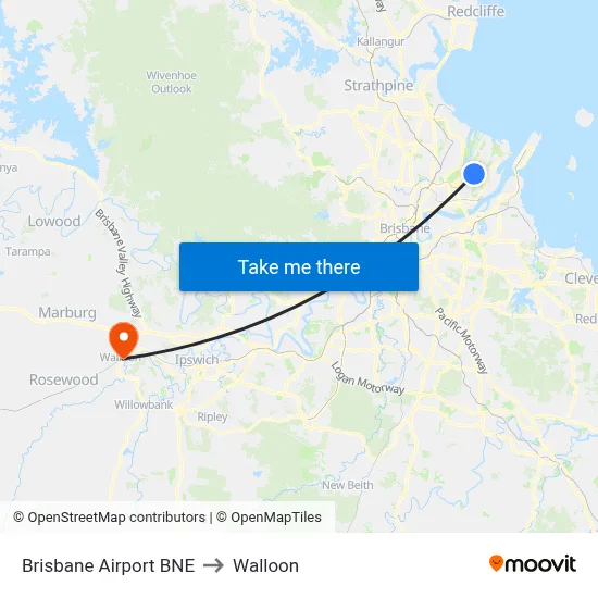 Brisbane Airport BNE to Walloon map