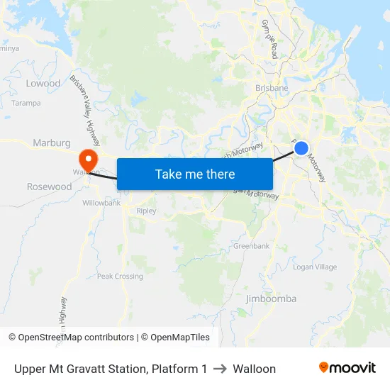 Upper Mt Gravatt Station, Platform 1 to Walloon map
