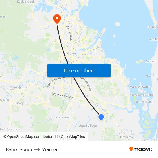 Bahrs Scrub to Warner map