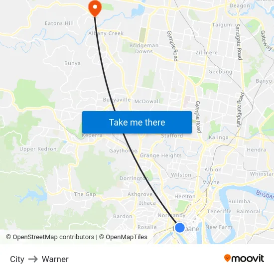 City to Warner map