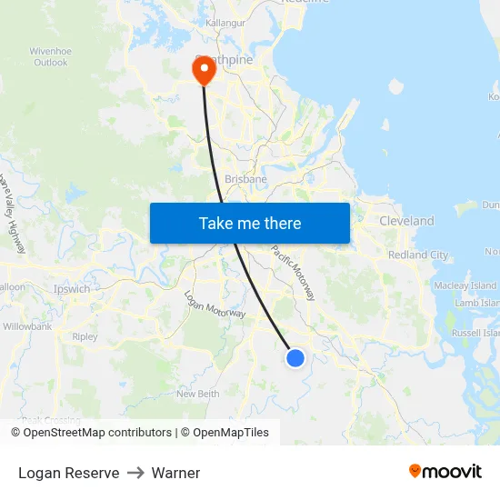 Logan Reserve to Warner map