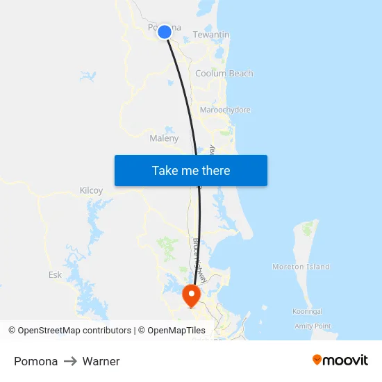 Pomona to Warner map