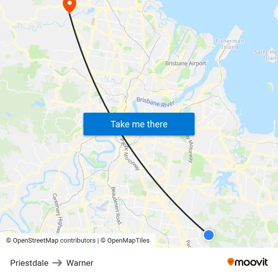 Priestdale to Warner map