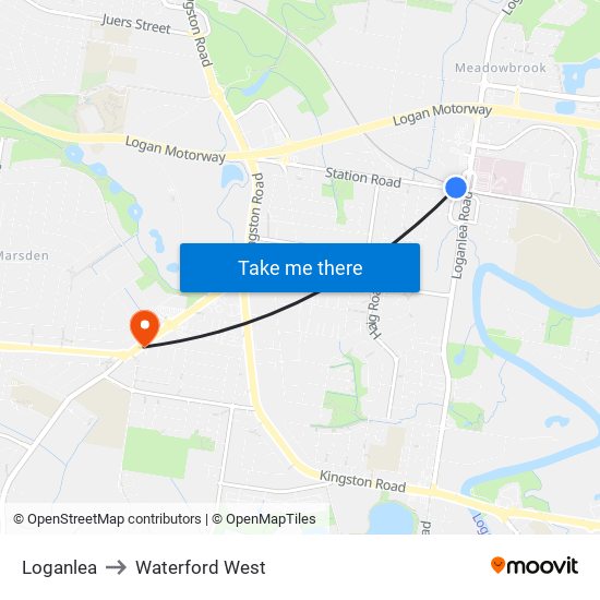 Loganlea to Waterford West map