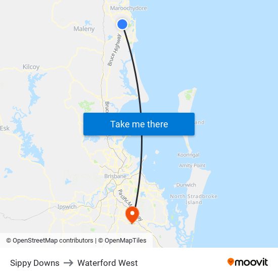 Sippy Downs to Waterford West map