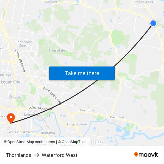 Thornlands to Waterford West map