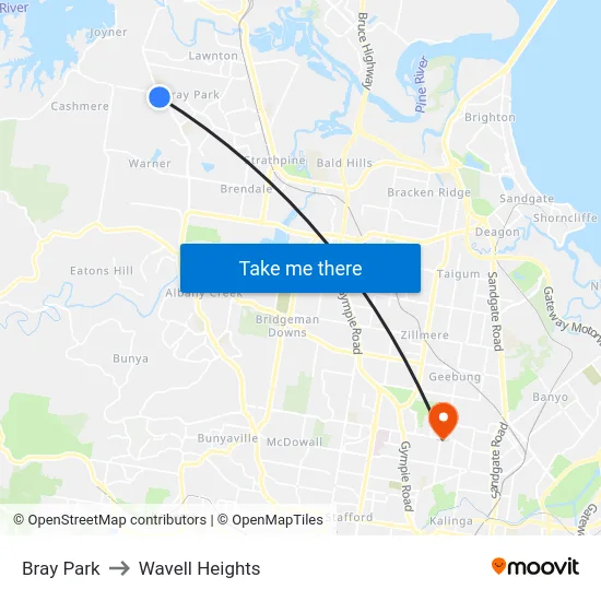 Bray Park to Wavell Heights map
