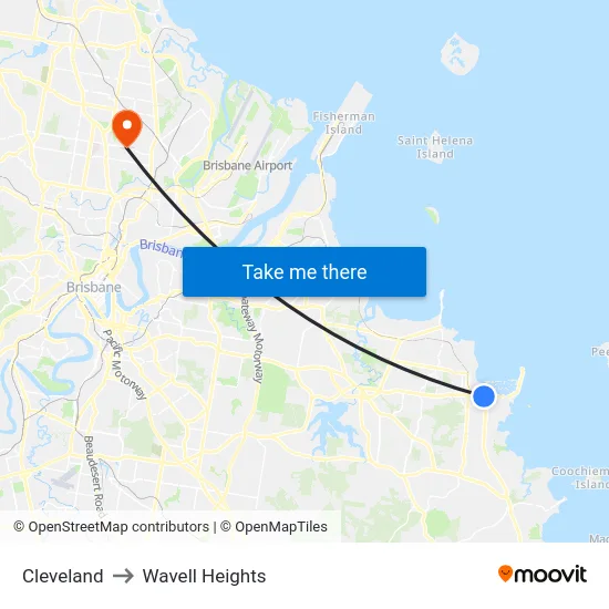 Cleveland to Wavell Heights map