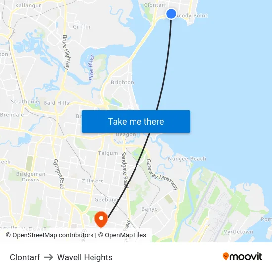 Clontarf to Wavell Heights map