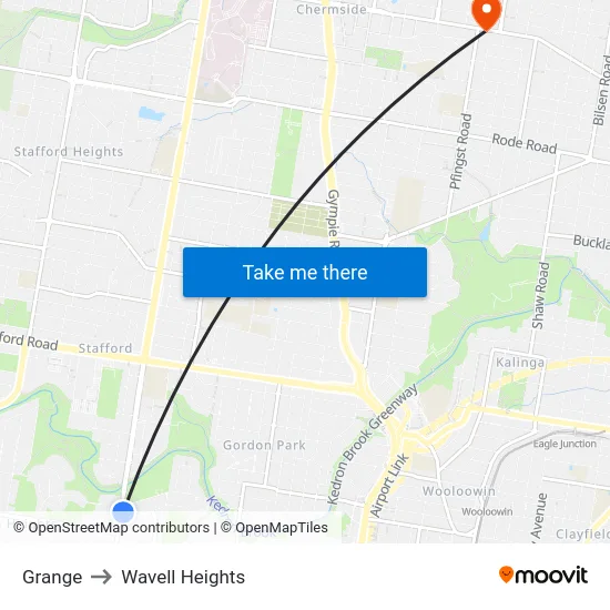 Grange to Wavell Heights map