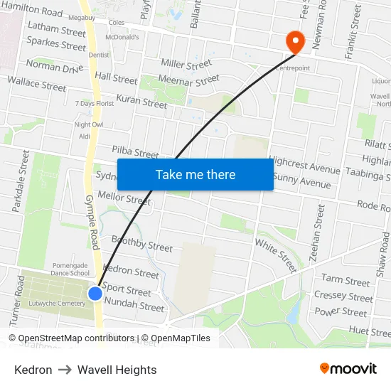 Kedron to Wavell Heights map