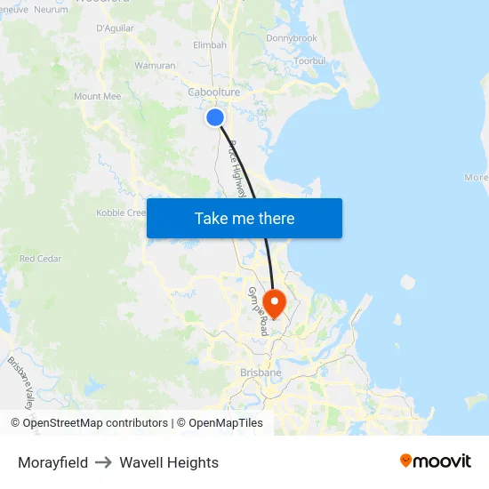 Morayfield to Wavell Heights map