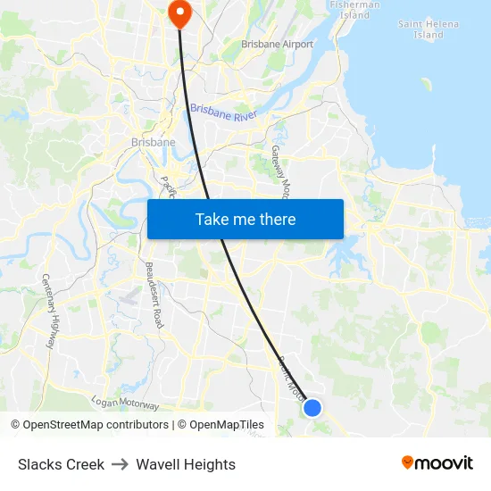 Slacks Creek to Wavell Heights map