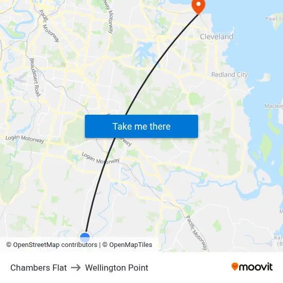 Chambers Flat to Wellington Point map