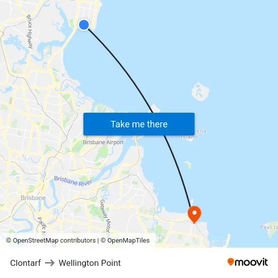 Clontarf to Wellington Point map