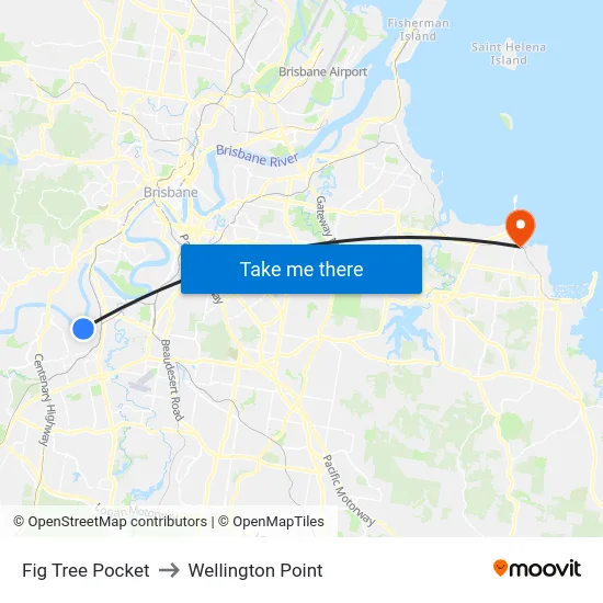 Fig Tree Pocket to Wellington Point map