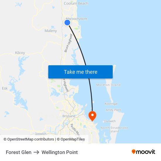 Forest Glen to Wellington Point map