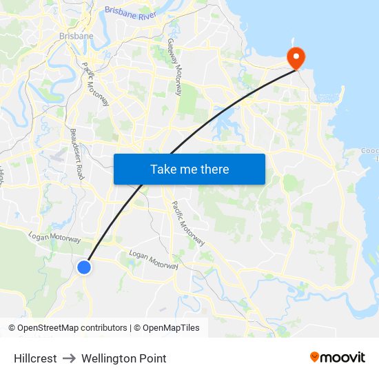 Hillcrest to Wellington Point map