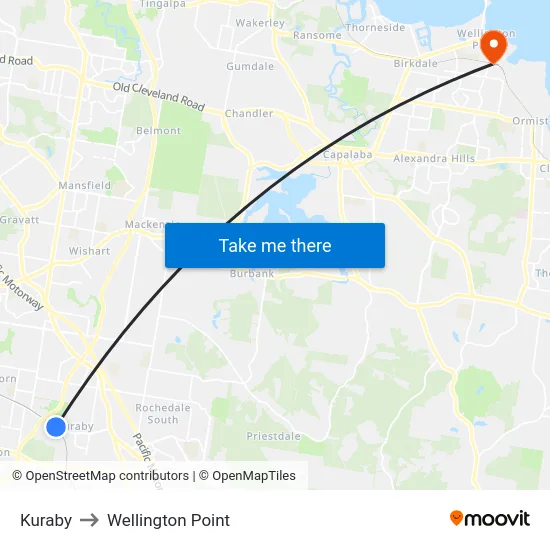 Kuraby to Wellington Point map