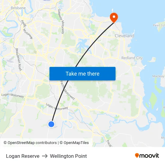 Logan Reserve to Wellington Point map
