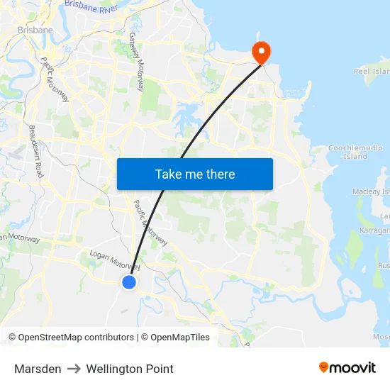 Marsden to Wellington Point map