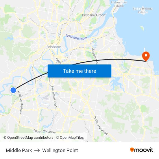 Middle Park to Wellington Point map