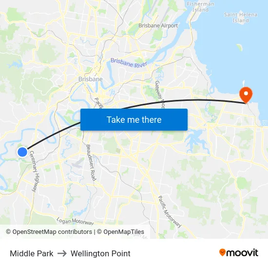 Middle Park to Wellington Point map