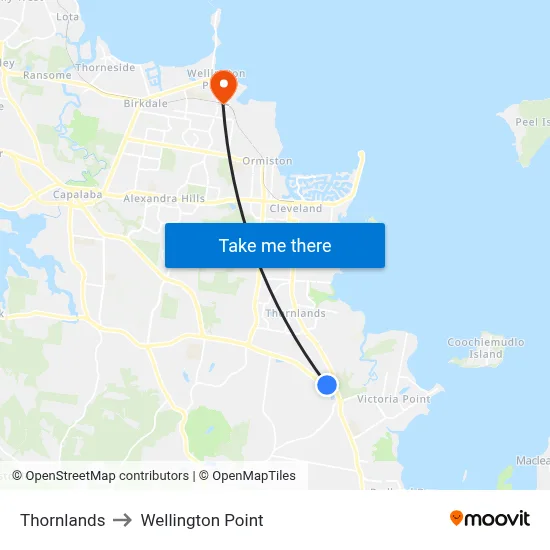 Thornlands to Wellington Point map