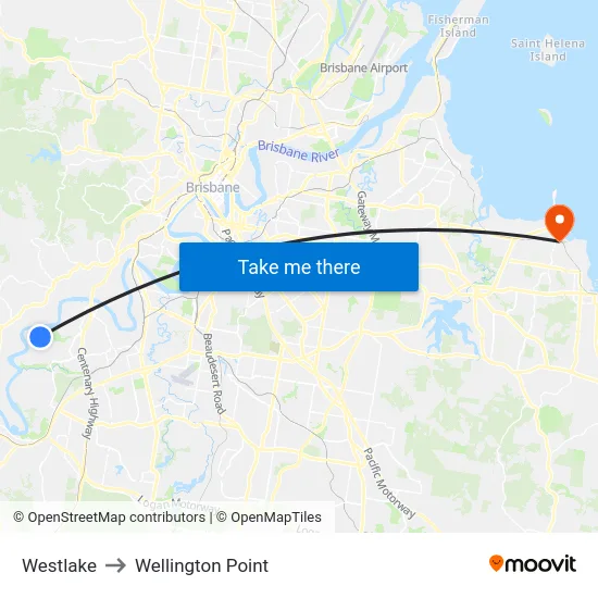 Westlake to Wellington Point map
