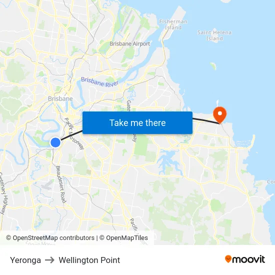 Yeronga to Wellington Point map