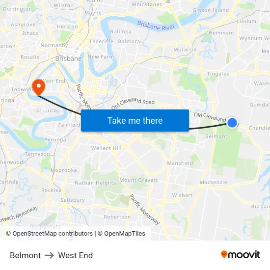 Belmont to West End map