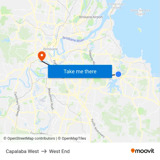 Capalaba West to West End map