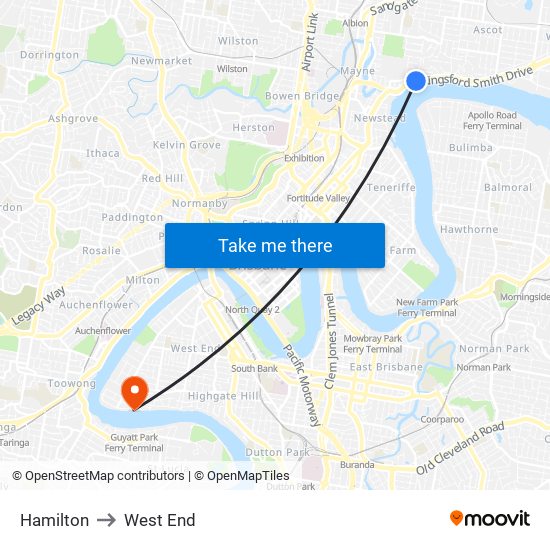 Hamilton to West End map