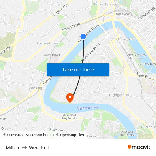 Milton to West End map