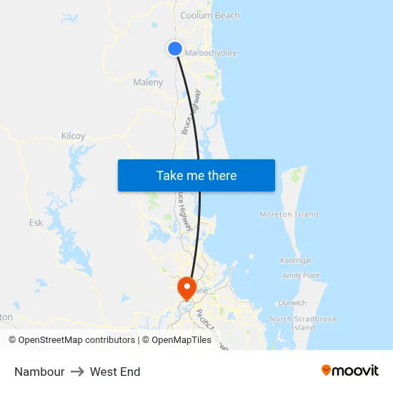 Nambour to West End map