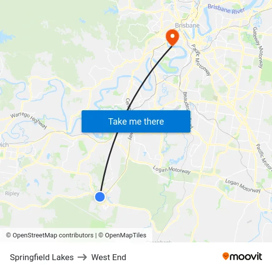Springfield Lakes to West End map